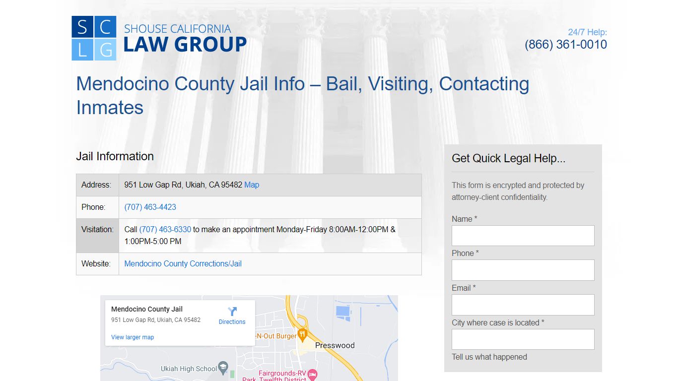 Mendocino County Jail Info – Bail, Visiting, Contacting Inmates
